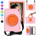 thumbnail image 1 of Dteck Kids Case for Kindle Fire HD 10 / HD 10 Plus 11th Gen 2021 with Screen Protector, Light Weight Child Proof Full Body Protective Cover with Rotating Stand Handle Grip Shoulder Strap for Kids,Pink, 1 of 6
