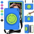 thumbnail image 1 of Dteck Kids Case for Kindle Fire HD 10 / HD 10 Plus 11th Gen 2021 with Screen Protector, Light Weight Child Proof Full Body Protective Cover with Rotating Stand Handle Grip Shoulder Strap for Kids,Blue, 1 of 6