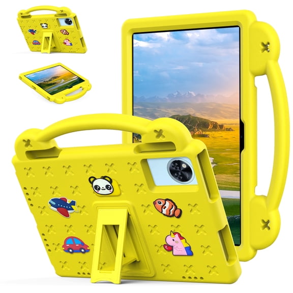 Dteck Kids Case for Lenovo Idea Tab 11" 2025 / Tab M11 2024 (TB330FU / TB330XU) / Lenovo Tab K11 LTE,Shockproof EVA+PC Kickstand Case Handle DIY Customizable Back Design Cover, Yellow