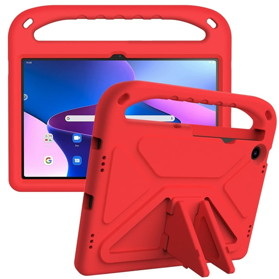 Dteck Kids Case for Lenovo Tab M10 Plus 10.6-inch 3rd Generation TB-125F/TB-128F,Shockproof EVA Case Kids Friendly Handle Kickstand Lightweight Cover,Red