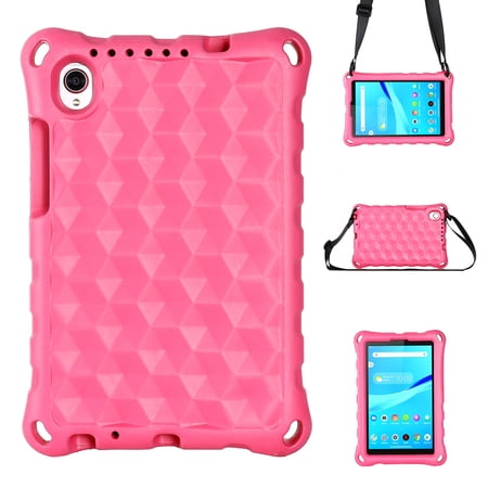 Dteck Kids Case for Lenovo Tab M8 / Smart Tab M8 / Tab M8 FHD TB-8505F / TB-8505X 2019 8.0 Inch, Lightweight EVA Silicone Shockproof Case Kids Friendly Cover with Shoulder Strap, Rose