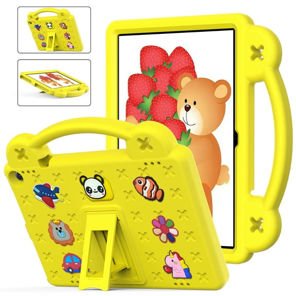 Dteck Kids Case for Onn 10.1" Tablet Gen 3 (2022 Model 100071485), Cute Cartoon Shockproof Lightweight Handle Kids Tablet Case with Kickstand for Walmart Onn 10.1 Inch 3rd Gen 2022,Yellow