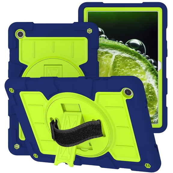 Dteck Kids Case for Samsung Galaxy A9 Plus 11-inch 2023 (X210,X215,X216),Heavy Duty Armor Rotating Stand Case Shockproof Hard Back Cover with Hand/Shoulder Strap,Navy Green