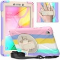 thumbnail image 1 of Dteck Kids Case for Samsung Galaxy Tab A 8.0 2019, Rugged Shockproof Heavy Duty Case with Shoulder Strap, Kickstand, Hand Strap for Galaxy Tab A 8.0 Inch 2019 Model SM-T290/T295/T297- Light Rainbow, 1 of 1