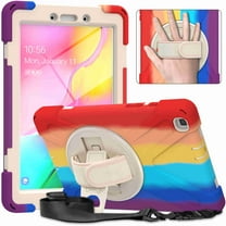 Dteck Kids Case for Samsung Galaxy Tab A 8.0 2019, Rugged Shockproof Heavy Duty Case with Shoulder Strap, Kickstand, Hand Strap for Galaxy Tab A 8.0 Inch 2019 Model SM-T290/T295/T297- Rainbow