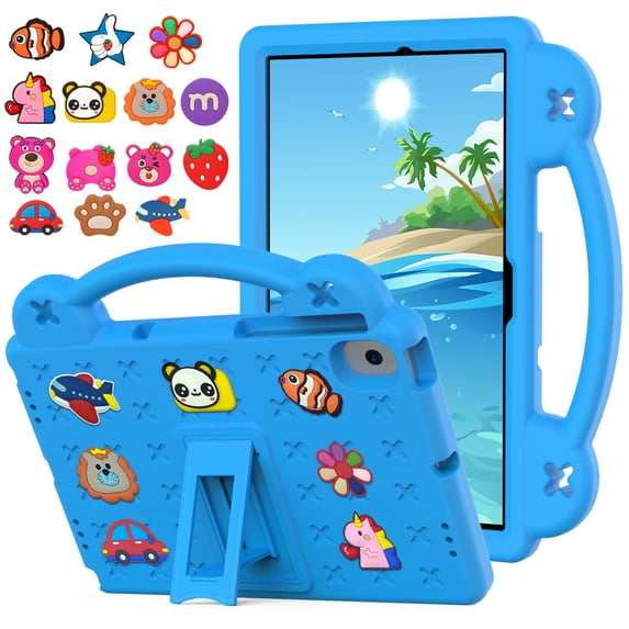 Dteck Kids Case for Samsung Galaxy Tab A8 10.5 2022, Galaxy Tab A8 Case with DIY Toys for Girls Boys, Light Weight Shockproof Handle Stand Kids Case for Samsung Galaxy Tab A8 2022 X200/X205/X207,Blue