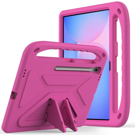 Dteck Kids Case for Samsung Galaxy Tab S10 FE+ / S10 FE Plus 13.1 Inch tablet, Child Proof Lightweight Shockproof EVA Foam Handle Stand Protective Case,Rose