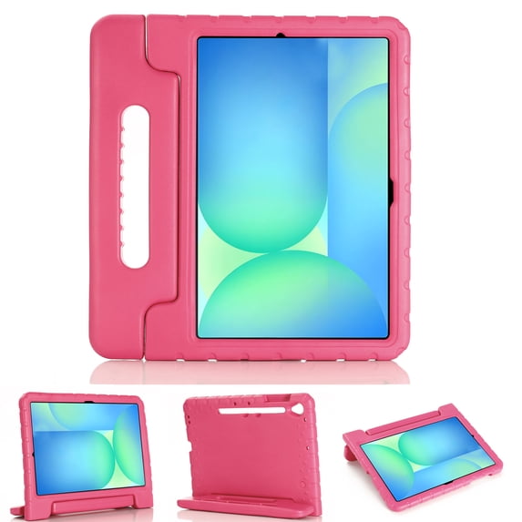 Dteck Kids Case for Samsung Galaxy Tab S10 FE+/ S10 FE Plus 5G 13.1″ 2025 with Pencil Holder, Shockproof Lightweight Cover with Stand Convertible Handle for Children,Rose
