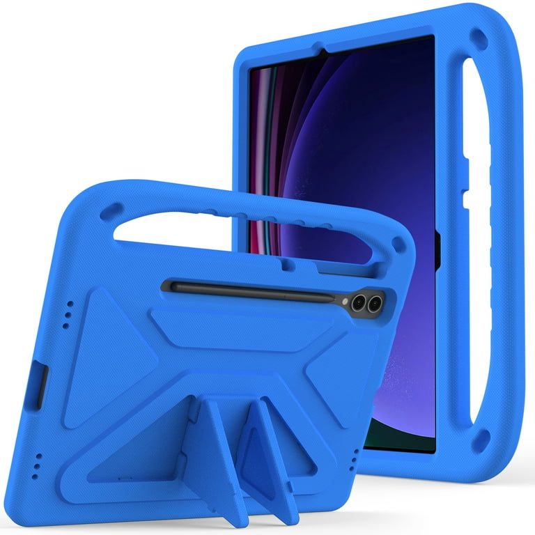 Dteck Kids Case for Samsung Galaxy Tab S9 Plus/S8 Plus/S7 Plus/S7 FE 12.4  tablet, Child Proof Lightweight Shockproof EVA Foam Handle Stand Protective  Case,Blue 