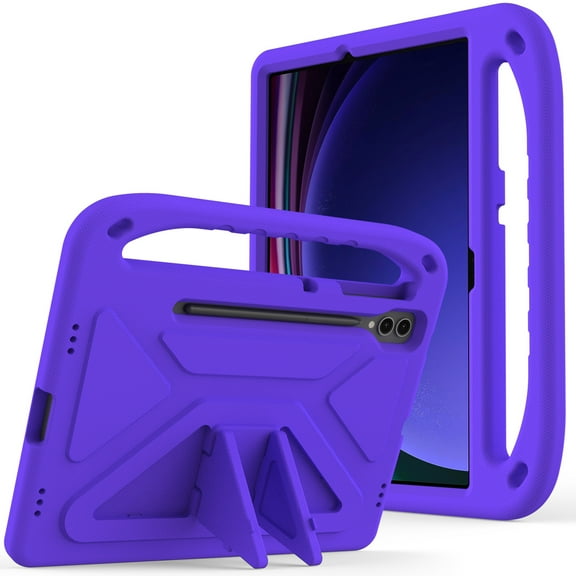 Dteck Kids Case for Samsung Galaxy Tab S10 Plus/S9 FE Plus/S9 Plus/S8 Plus/S7 Plus/S7 FE 12.4" tablet, Child Proof Lightweight Shockproof EVA Foam Handle Stand Protective Case,Purple