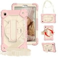 thumbnail image 1 of Dteck Kids Case for Samsung Tab A7 Lite 8.7" SM-T220 SM-T225, Heavy Duty Rugged Shockproof Case with Adjustable Hand Strap, Carrying Shoulder Strap, Rotating Kickstand, Rosegold + Beige, 1 of 6