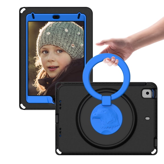 Dteck Kids Case Shockproof for iPad Mini 5/4/3/2/1, EVA Shockproof Rotate Handle Folding Stand Heavy Duty Protective Cute Cover for Boys Girls, Black