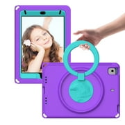 Dteck Kids Case Shockproof for iPad Mini 5/4/3/2/1, EVA Shockproof Rotate Handle Folding Stand Heavy Duty Protective Cute Cover for Boys Girls, Purple