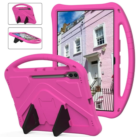 Dteck Kids Case for Samsung Galaxy Tab S9 Ultra, Lightweight EVA Military Grade Shockproof Case for Tab S8 Ultra 14.6 Inch with Handle Kickstand,Rose