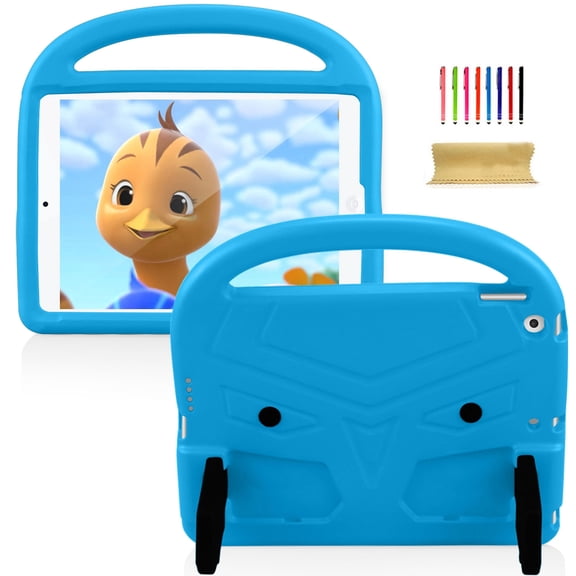 Dteck Kids Case for iPad 10.2 inch 2021 iPad 9th Gen/iPad 8th Gen 2020/iPad 7th Gen 2019, EVA Foam Lightweight Shockproof Handle Grip Kickstand Protecitve Shell Cover, Blue
