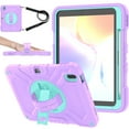 thumbnail image 1 of Dteck Kids Case for iPad 10th Generation Case 2022, Military Grade Shockproof Rugged Cover for iPad 10th Gen 10.9 Inch with 360° Swivel Stand - Handle - Shoulder Strap - Pencil Holder,Purple Green, 1 of 12