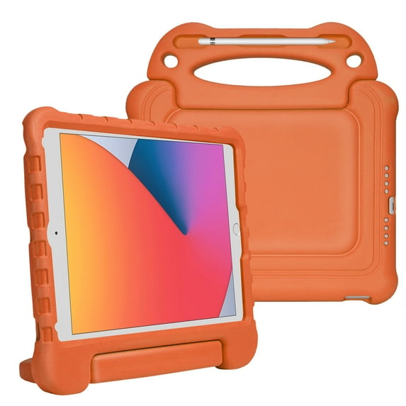 Dteck Kids Case for iPad 11-inch (A16) 2025 , iPad 10th Generation 10.9-inch Case with Rotating Handle Grip EVA Foam Case Shockproof Rugged Kickstand Cover with Shoulder Strap,Orange