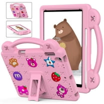 Dteck Kids Case for iPad 6th/5th Generation / iPad Air 2 / iPad Air 9.7 Inch, DIY Cute Cartoon Toys for Kids Child Proof Shockproof iPad 9.7 Case with Handle Stand Pencil Holder,Pink