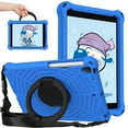 thumbnail image 1 of Dteck Kids Case for iPad 9th 8th 7th Generation 10.2 inch,Shockproof EVA Case 360° Rotating Stand Hand Grip Kids Friendly Cover with Shoulder Strap for iPad 10.2" 2021/2020/2019,Blue, 1 of 8