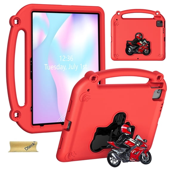 Dteck Kids Case for iPad Air 13 Inch 2024 2025 (M2 M3) / iPad Pro 13 Inch (M4 M5) / iPad Pro 12.9 Inch (2022-2018),Durable Shockproof Handle Stand iPad Cover,Red