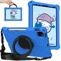 Dteck Kids Case for iPad Pro 11 inch 4th 3rd 2nd Gen,iPad Air 5th 4th Gen 10.9" Shockproof EVA Case 360° Rotating Stand Hand Grip Cover with Shoulder Strap for iPad Pro 11 2022/2021/2020/2018,Blue