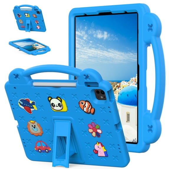 Dteck Kids Case for iPad Pro 13 inch 2024/iPad Air 13 inch 2025/2024,iPad iPad Pro 12.9" 2022/2021/2020/2018 Shockproof EVA Foam Case Handle Kickstand Kids Friendly Cover,Skyblue