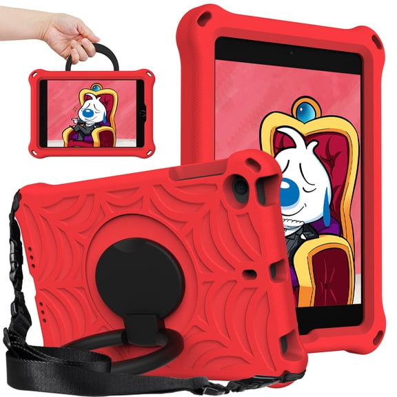 Dteck Kids Case for iPad mini 5, iPad mini 4 Case, iPad mini 3/2/1 Case 7.9-inch, Rotating Stand Handle Grip Kids Friendly Silicone Shockproof Shell Shockproof Rugged Case for iPad mini 7.9",Red