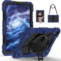 Dteck Kids Friendly Case for Samsung Galaxy Tab S11 5G 2025 11 Inch, Shockproof Heavy Duty Cover with Hand Strap 360 Rotatable Kickstand Shoulder Strap, navy black