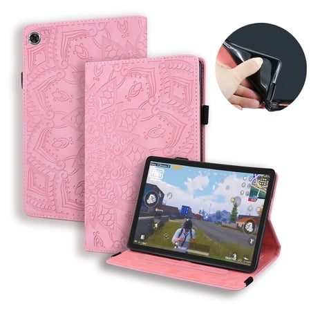 Dteck for Kindle Fire Max 11 Case (13th Generation, 2023 Release) 11 Inch, Slim Embossed PU Leather Folio Flip Cover with Card Holder Anti-Slip Multi-Angle Stand, Pink