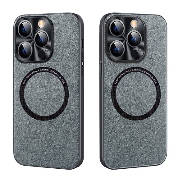 Dteck Leather Case for Apple iPhone 12 Pro 6.1 inch Compatible with Magsafe,Shockproof Slim Fit PU Non-Slip Grip Soft TPU Bumper Protective Phone Cover,Gray