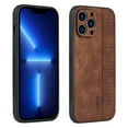 thumbnail image 1 of Dteck Leather Case for iPhone 14 Pro Ultra Slim Thin Stylish Embossed Pattern Deisgn Scratch Resistant Shockproof Case Support Wireless Charging for iPhone 14 Pro,Brown, 1 of 6