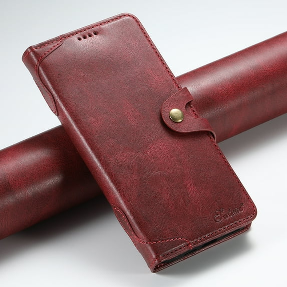 Dteck Leather Flip Case for iPhone 15, iPhone 15 Case Wallet with Card Holder Magnetic Snap Kickstand PU Leather Folio Flip Book Cover for iPhone 15,Red