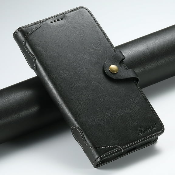 Dteck Leather Flip Case for iPhone 15, iPhone 15 Case Wallet with Card Holder Magnetic Snap Kickstand PU Leather Folio Flip Book Cover for iPhone 15,Black