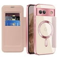 thumbnail image 1 of Dteck Leather Wallet Case for Google Pixel 7A with Card Holder RFID Blocking Compatible with Magsafe TPU Transparent Back Shockproof Protective Phone Case for Google Pixel 7A,Pink, 1 of 7