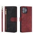 thumbnail image 1 of Dteck Leather Wallet Case with Hand Strap for iPhone 11 Pro 5.8 Inch, Zipper Card Slot Long Pocket Soft TPU Shockproof Magnetic Buckle Case Cover for iPhone 11 Pro,Red, 1 of 8