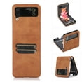 thumbnail image 1 of Dteck Leather Wallet Case for Samsung Galaxy Z Flip 3 with Card Slots Card Holders Shockproof Protective Folding Case For Samsung Galaxy Z Flip 3,Brown, 1 of 6