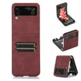 thumbnail image 1 of Dteck Leather Wallet Case for Samsung Galaxy Z Flip 3 with Card Slots Card Holders Shockproof Protective Folding Case For Samsung Galaxy Z Flip 3,Winered, 1 of 6