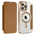 thumbnail image 1 of Dteck Leather Wallet Case for iPhone 12 Pro Max with Card Holder RFID Blocking Compatible with Magsafe TPU Transparent Back Shockproof Protective Phone Case for iPhone 12 Pro Max,Brown, 1 of 7