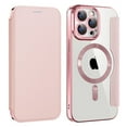 thumbnail image 1 of Dteck Leather Wallet Case for iPhone 16 Pro Max with Card Holder RFID Blocking Compatible with Magsafe TPU Transparent Back Shockproof Protective Phone Case for iPhone 16 Pro Max,Pink, 1 of 7