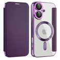 thumbnail image 1 of Dteck Leather Wallet Case for iPhone 16e with Card Holder RFID Blocking Compatible with Magsafe TPU Transparent Back Shockproof Protective Phone Case for iPhone 16e,Purple, 1 of 8