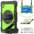 thumbnail image 1 of Dteck Lenovo Tab M10 HD (2nd Gen) 10.1 Inch 2020 Case TB-X306F/TB-X306X 10.1" Case with Built-in Screen Protector, Shockproof Rotatable Kickstand Cover Hand Strap and Shoulder Strap,Black+Green, 1 of 8