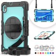 thumbnail image 1 of Dteck Lenovo Tab M10 HD (2nd Gen) 10.1 Inch 2020 Case TB-X306F/TB-X306X 10.1" Case with Built-in Screen Protector, Shockproof Rotatable Kickstand Cover Hand Strap and Shoulder Strap,Black++Mint, 1 of 8