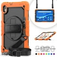 thumbnail image 1 of Dteck Lenovo Tab M10 HD (2nd Gen) 10.1 Inch 2020 Case TB-X306F/TB-X306X 10.1" Case with Built-in Screen Protector, Shockproof Rotatable Kickstand Cover Hand Strap and Shoulder Strap,Orange+Black, 1 of 8