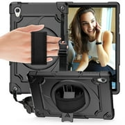 Dteck for Lenovo Tab M10 HD Case 2nd Gen 10.1 Inch 2020 with Shoulder Strap, Drop-Proof Design 360 Degree Rotating Hand Strap/Built-in Stand TB-X306 TB-X306F TB-X306X Protective Case,Black