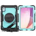 thumbnail image 1 of Dteck for Lenovo Tab M9 Case with Built-in Screen Protector, Heavy Duty Full Body Shockproof Shell Rugged Case with Rotating Stand Hand Shoulder Strap for Tab M9 TB-310FU 2023,Black + Mint, 1 of 7