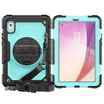 Dteck for Lenovo Tab M9 Case with Built-in Screen Protector, Heavy Duty Full Body Shockproof Shell Rugged Case with Rotating Stand Hand Shoulder Strap for Tab M9 TB-310FU 2023,Black Mint