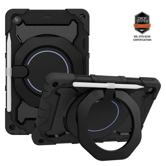 Dteck for Lenovo Tan M10 Plus 3rd Gen 10.6" Case, Drop-Proof Protection Case with Rotating Stand Handle Grip, Heavy Duty Shockproof Case for Tab M10 Plus 3rd Gen 2022,Black