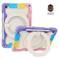 Dteck for Lenovo Tan M10 Plus 3rd Gen 10.6" Case, Drop-Proof Protection Case with Rotating Stand Handle Grip, Heavy Duty Shockproof Case for Tab M10 Plus 3rd Gen 2022,Rainbow Pink