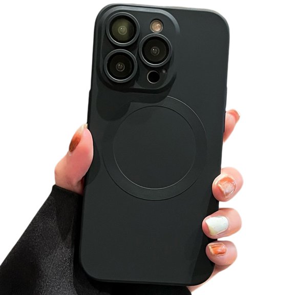 Dteck Liquid Silicone Case for iPhone 13 Pro Max, MagSafe Compatible, Upgraded Enhanced Camera Protection Shockproof Magnetic Case for iPhone 13 Pro Max, Black