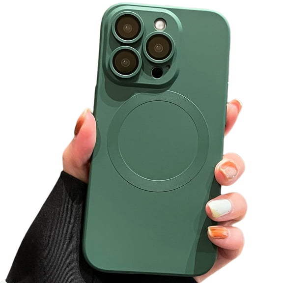 Dteck Liquid Silicone Case for iPhone 13 Pro Max, MagSafe Compatible, Upgraded Enhanced Camera Protection Shockproof Magnetic Case for iPhone 13 Pro Max, Deep Green